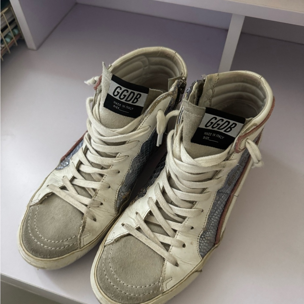 GGDB High-Top Sneakers in White and Gray
